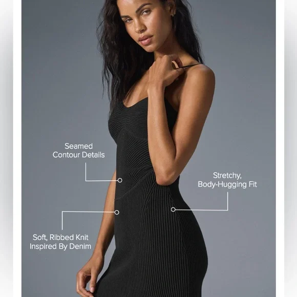 Alo yoga denim knit mini dress